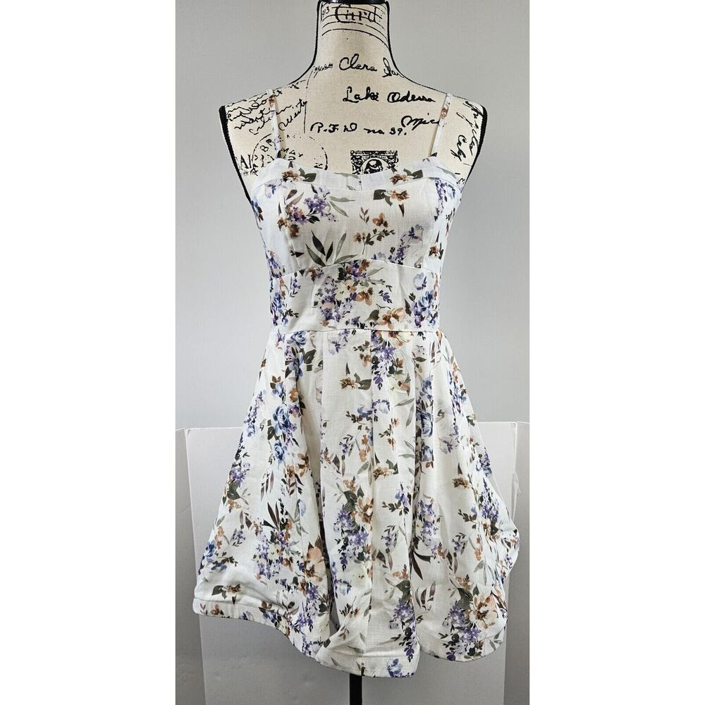 Gwen White Floral Mini Dress Women Size Small